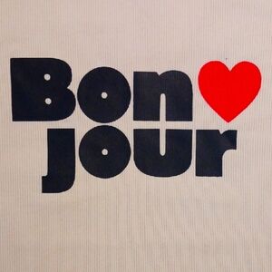 Old Navy Cream Ribbed  Bonjour Tee with Red Heart  XL